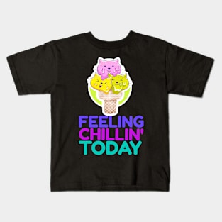 Feeling Chillin' Today_Cats Ice Cream_Green Kids T-Shirt